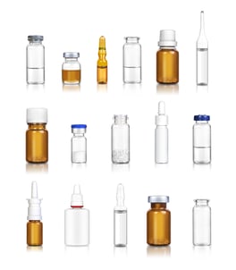 Bottles and jars of stable liquid samples