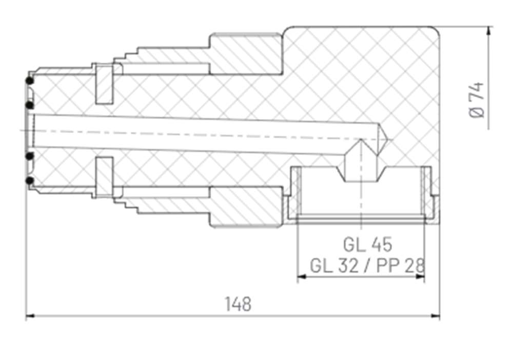 elbow adapter diagram horizontal