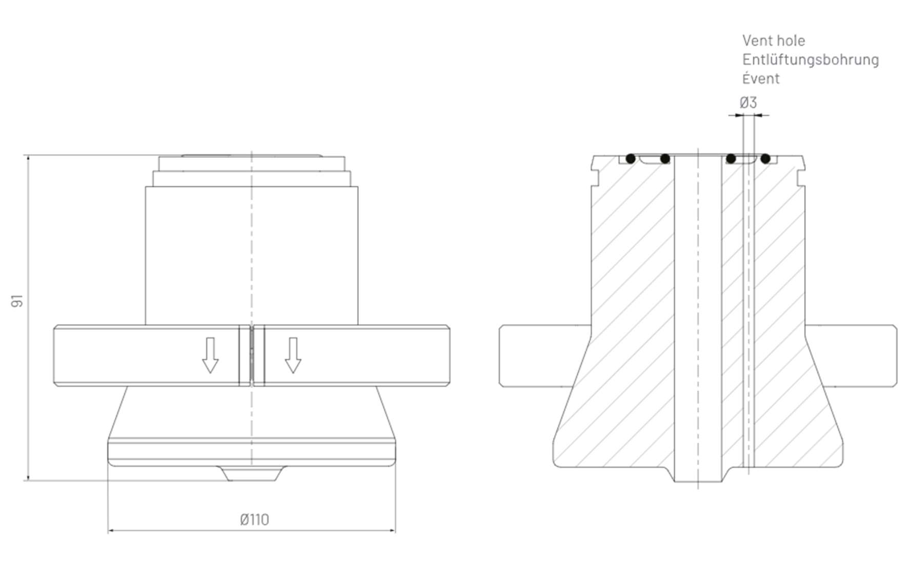 plastic bag adapter diagram two parts